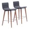 Modern Home Set of 2 Gray and Brown Upholstered Counter Chairs 34.25"